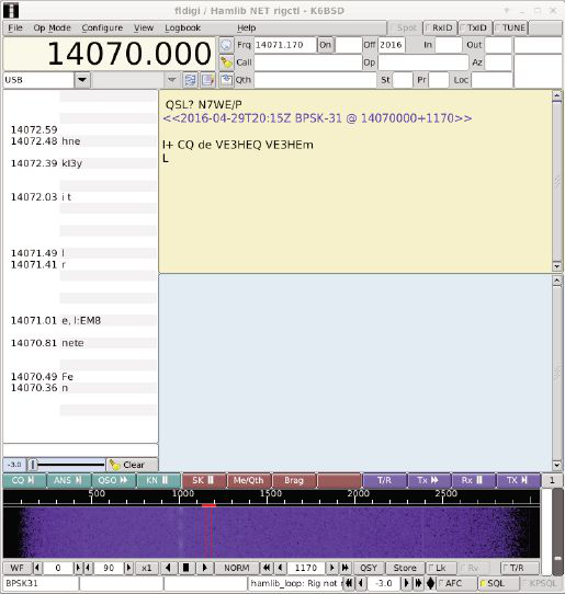 图为在 FreeBSD 桌面上运行的 fldigi